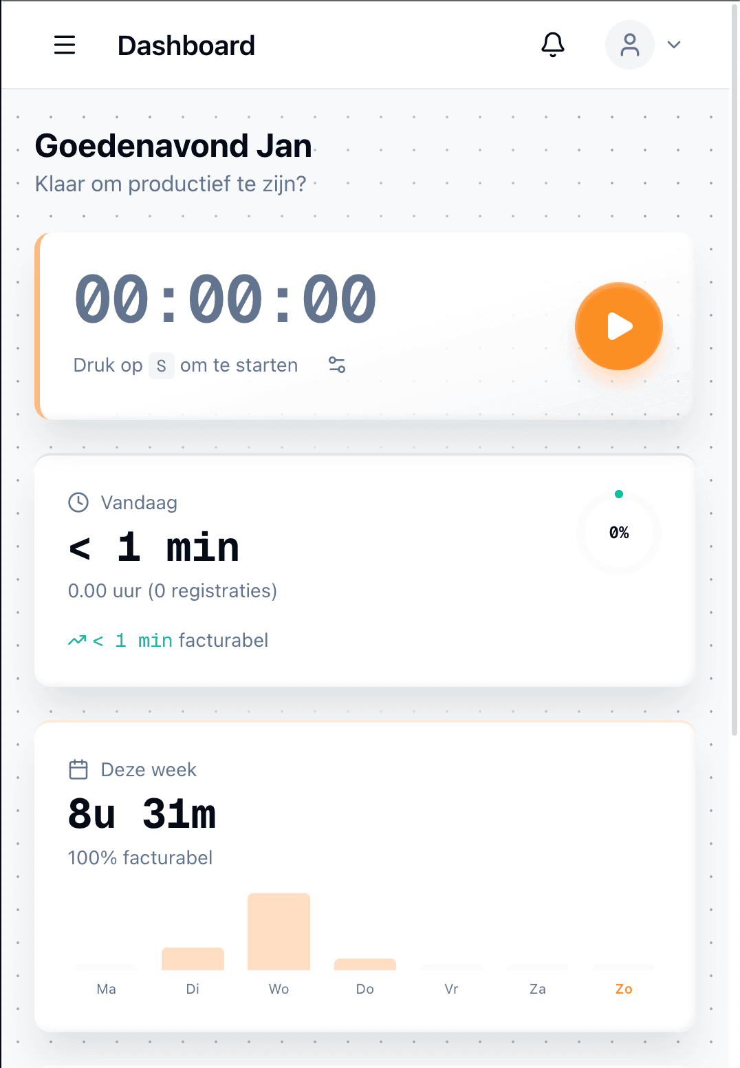 Klokvast interface preview